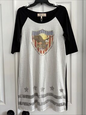 Sheryl Crow Raglan Band Tee Dress patriotic American eagle graphic Medium NWT